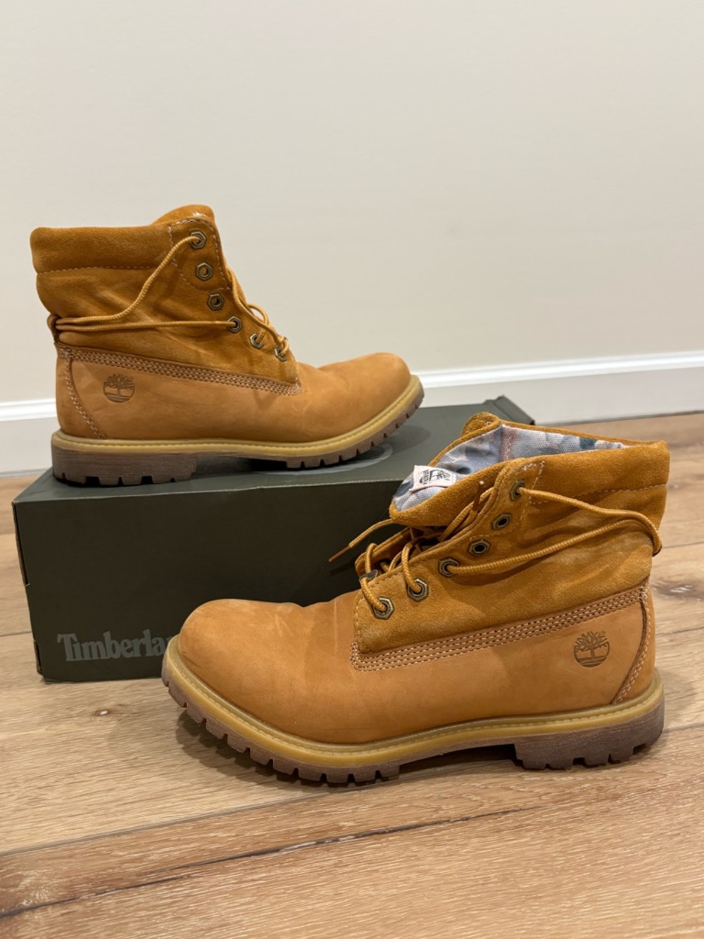 Timberland Wheat Nubuck Roll Top Boots